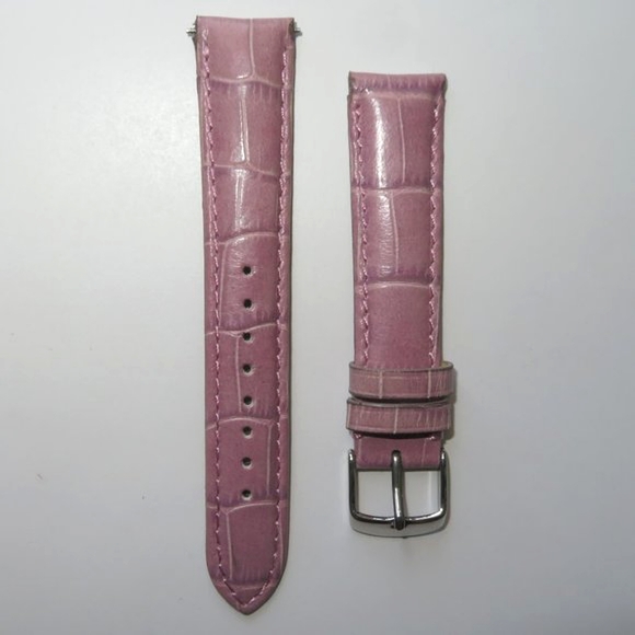 18mm Croc Embossed Mauve Pink Leather Watch Strap Replacement Band - Picture 2 of 12